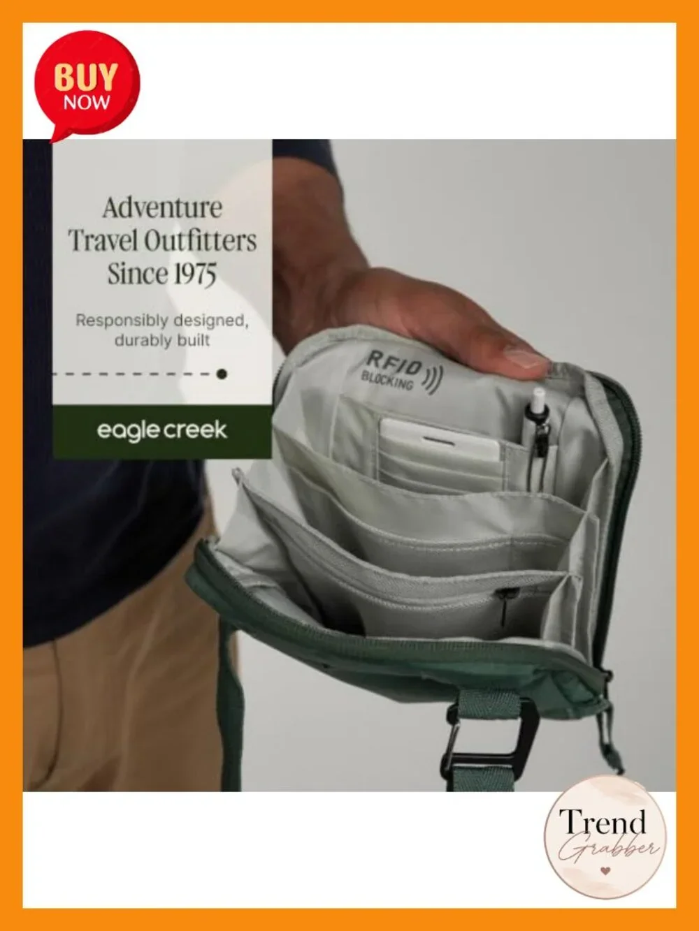 RFID Blocking Crossbody Bag with Adjustable Strap Polyester